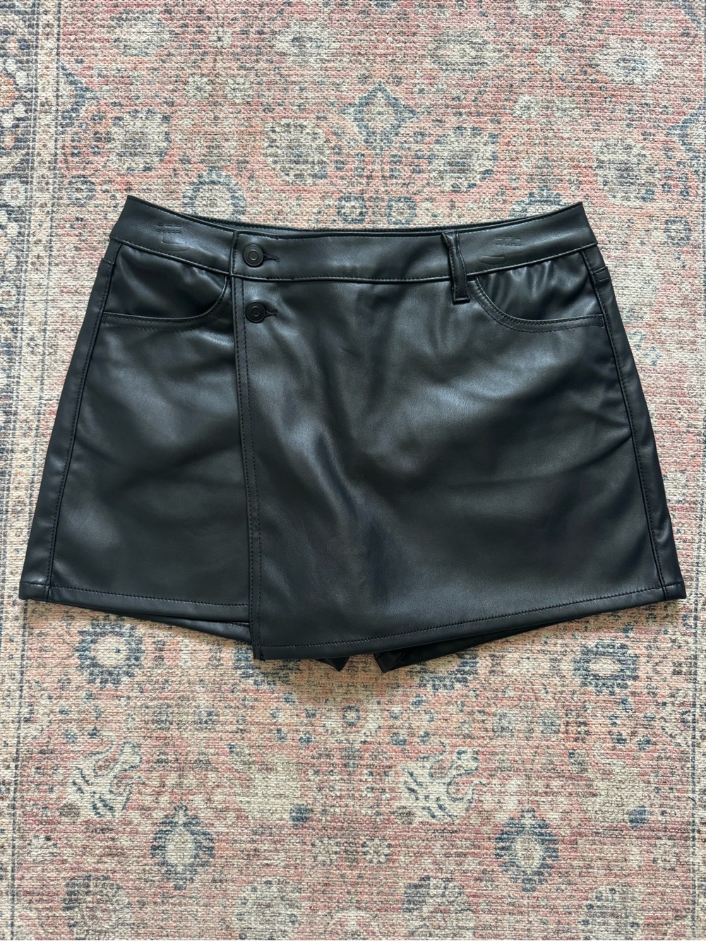 Celebrity Pink Black Faux Leather Skort NWOT